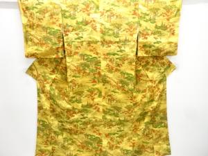 橋に花鳥模様小紋着物